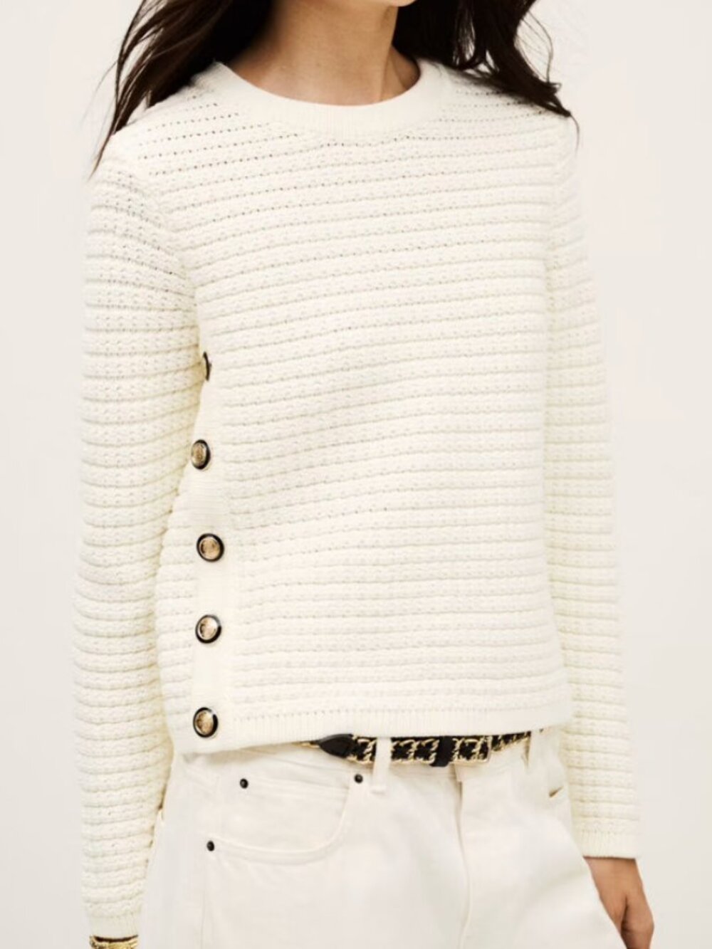 NWT Ba&sh Gael Long Sleeve Knit Sweater (Ecru) - Medium 2